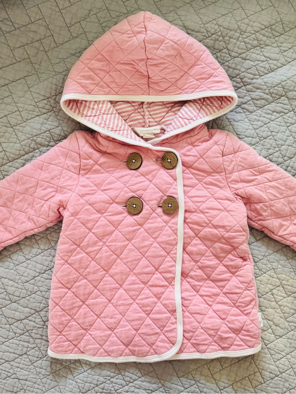 Burt’s Bees Baby Pink Quilted Hooded Jacket